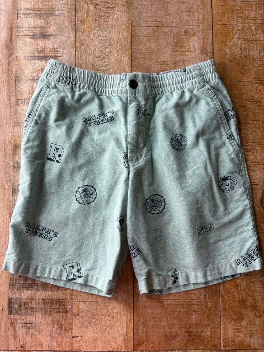 Ralph Lauren Mint Green Logo Print Shorts size 12